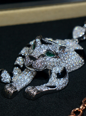 ins潮流型男毛衣链酷豹镶嵌锆石