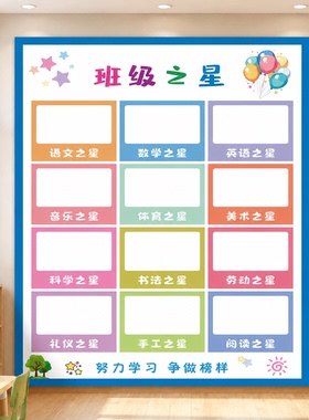 班级之星照片墙教室布置公约小学文化墙面装饰墙贴画光荣榜评比栏