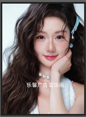 新品化妆造型装饰画美妆学校教室壁画盘发新娘店挂画l礼服店墙画