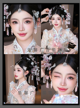 新品日常妆挂画新娘海报彩妆造型装饰画化妆学校教师壁画妆容造型