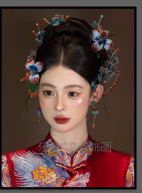 新款新娘化妆造型装饰画彩妆学校教师挂画美业机构工作室宣传画