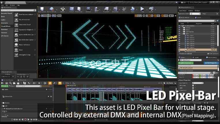 虚幻4 UE5 LED 像素条 灯光带 彩光 光污染  舞台 动画 蓝图 - 图2