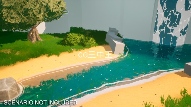 UE4 虚幻5 卡通 风格化 Q版 瀑布 河流 浪花 水浪 波纹  水材质 - 图2