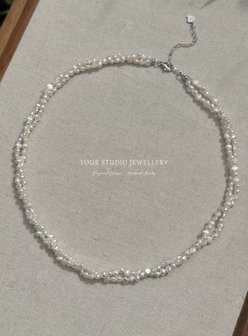 双层稀有碎银子天然珍珠项链女叠戴气质高级感小众设计轻奢质感