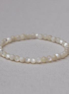 《白露》超润天然白贝手串弹力绳手工打磨正品手链小清新女叠戴