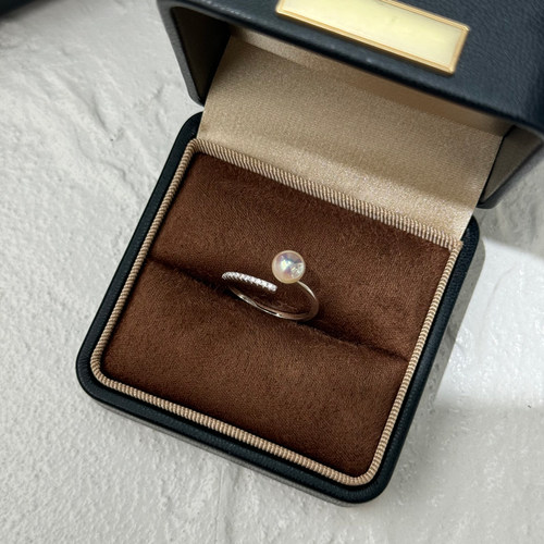 YOUR日系纯银天女akoya珍珠戒指可调节高级感礼物S925正圆无暇 - 图3