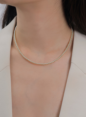 《干枯玫瑰》微黄质感Cream奶油白人造澳白珍珠项链锁骨链女礼物