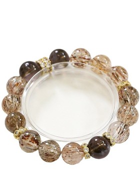 天然水晶黑金超茶晶手串正能量男女手链新年礼物