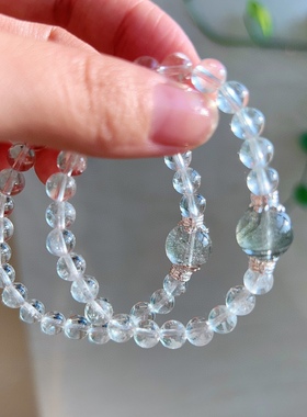 同款天然白水晶绿幽灵手链设计感天然水晶手串新年礼物