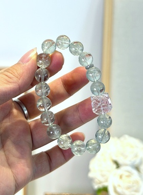 天然绿阿塞白水晶醒狮手串水晶转运珠手链送女友闺蜜礼物