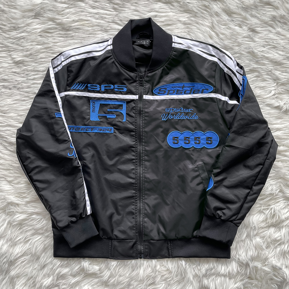 Sp5der 555555 Satin Bomber Jacket 刺绣 工艺男女款外套夹克 - 图0