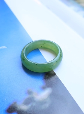 天然和田玉碧玉戒指碧玉圆环戒指戒圈男女款支持复检