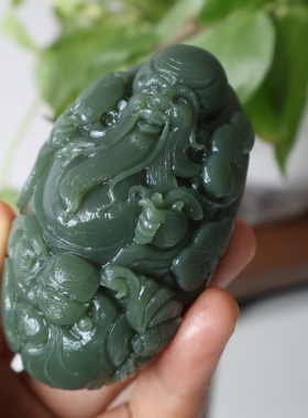 和田玉寿星手把件男款玉石把玩件附证财富双全人才辈出人财两旺