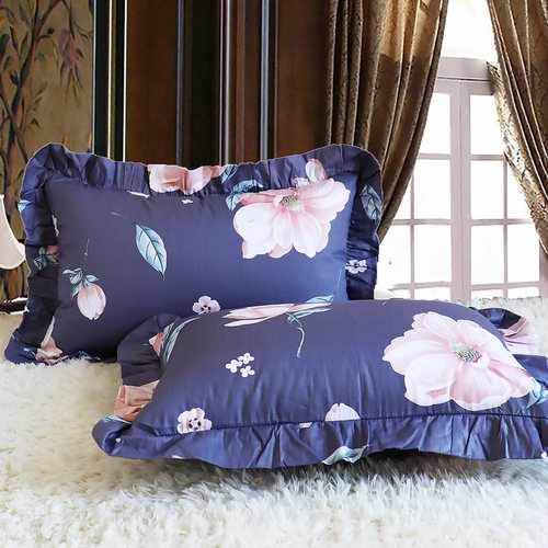 一对装全棉纯棉荷叶边枕头套枕皮枕芯套4874双面花边单人拉链枕套 - 图2