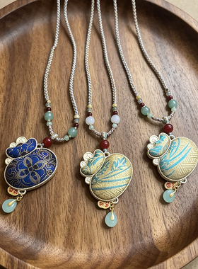 铜合金真丝吊坠 岑晨宋锦新中式穿搭配饰精致时尚国风项链