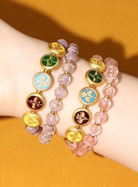 五路财神手串手链女高级感夜光香灰琉璃多宝佛珠寺庙文创饰品