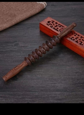 鸡翅木按摩器瑜伽腿部木质经络齿轮全身健身颈椎按摩棒背部滚轮
