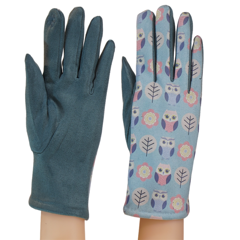 女款手套卡通印花保暖好看小动物小猫小狗图案手套触屏运动轻奢