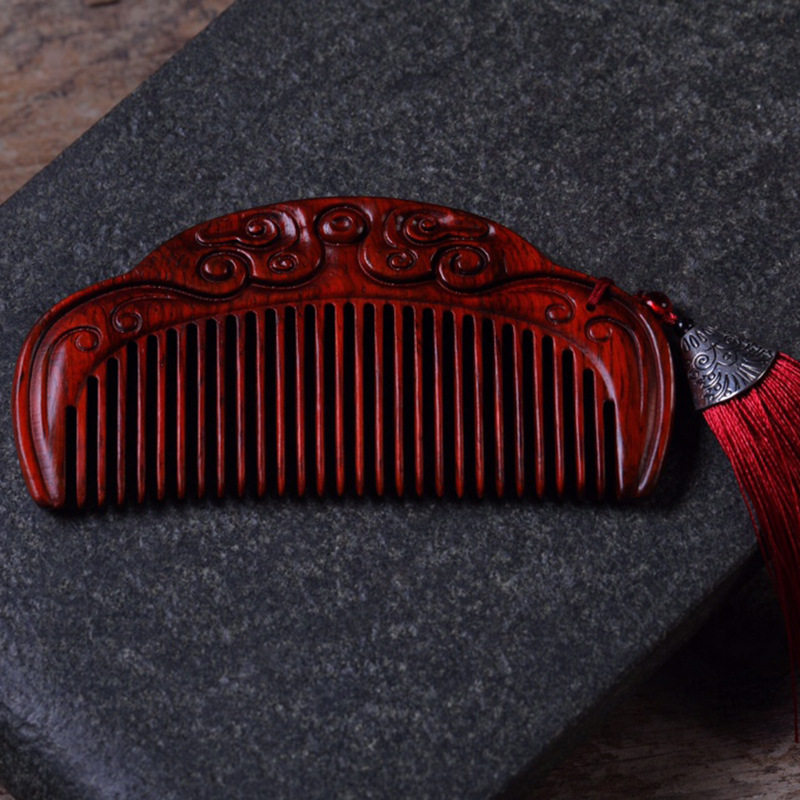 小叶紫檀印花雕刻木梳个人护理按摩美发直发礼物梳子送女朋友,淘宝优惠券,粉丝福利购,淘宝优惠卷