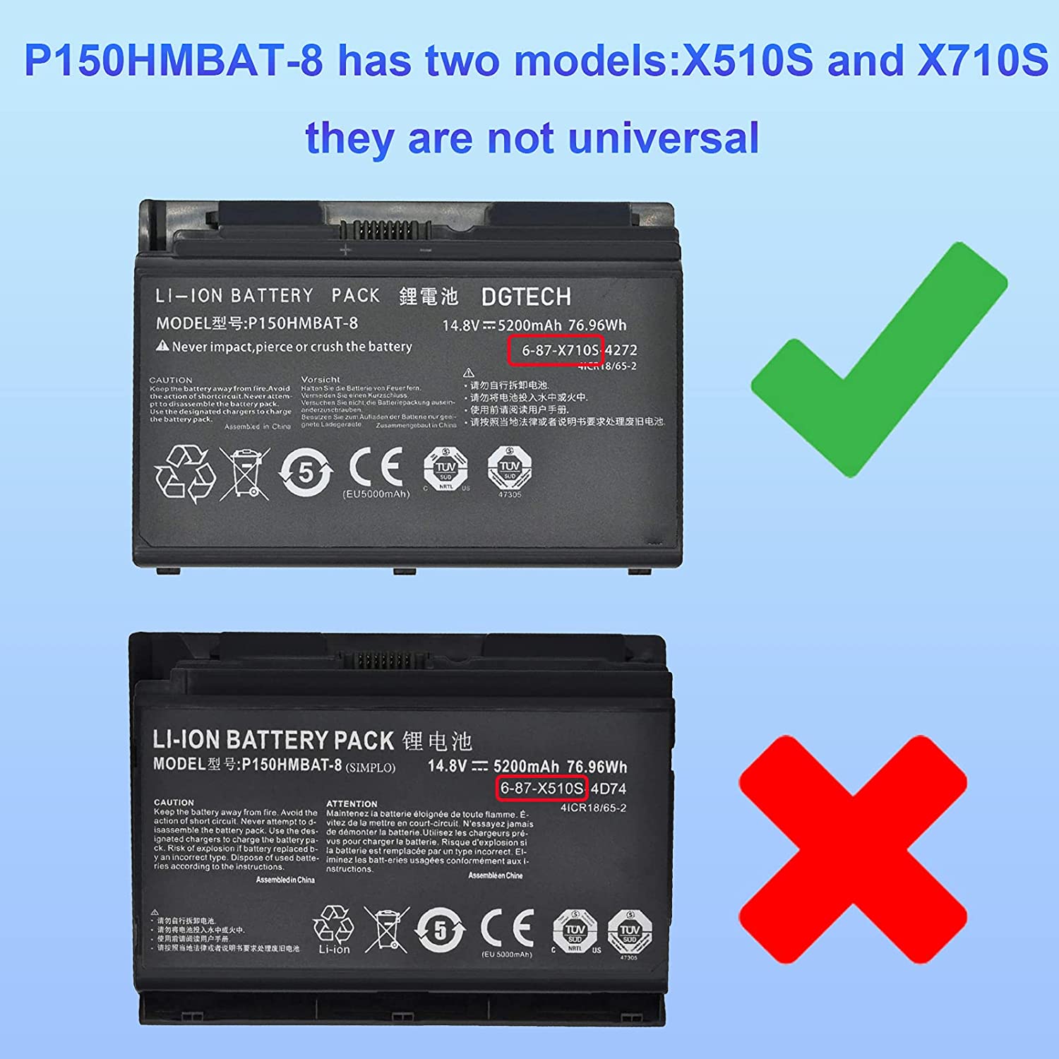 全新 蓝天 P150HMBAT-8 6-87-X710S  P170HM P170EM 笔记本电池 - 图0