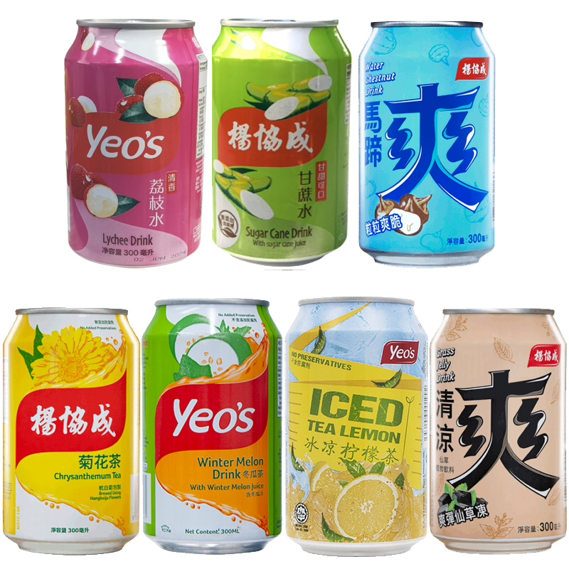 广东包邮香港进口yeo's杨协成马蹄爽粒粒爽300ml*24罐整箱饮料品-图0