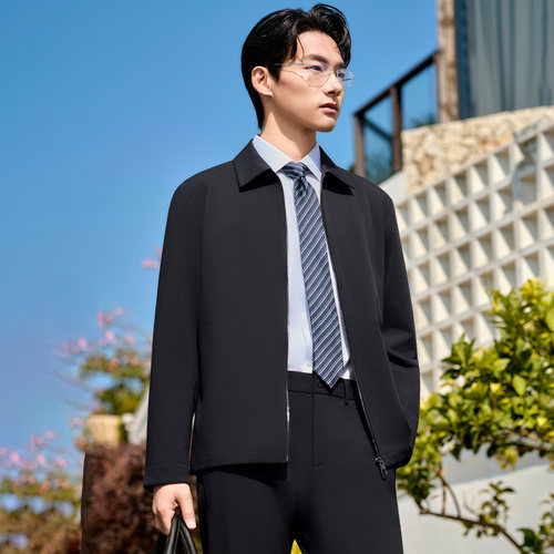 【凉感防晒夹克】报喜鸟春季新款男士时尚休闲百搭行政茄克衫外套 - 图1