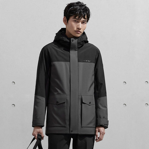 【工装拼色】报喜鸟冬季新款男士连帽户外休闲白鸭绒保暖羽绒服男 - 图1