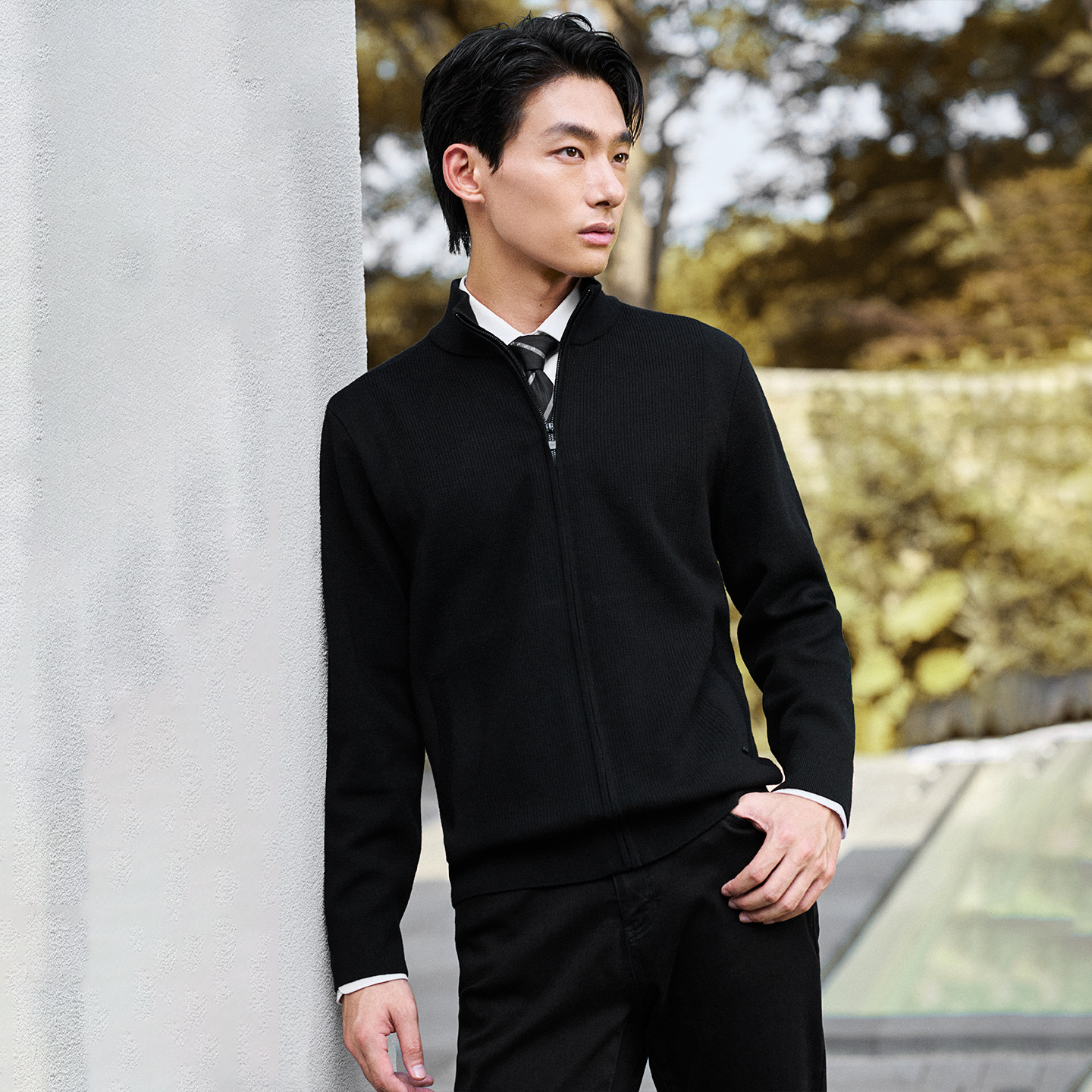 报喜鸟秋冬新款男士时尚休闲羊毛衫男款保暖开衫黑色外套针织衫,淘宝优惠券,粉丝福利购,淘宝优惠卷