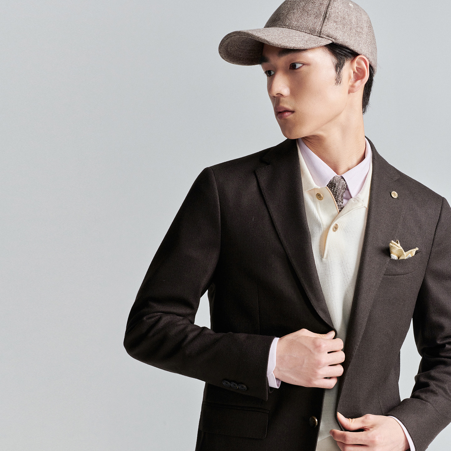 报喜鸟秋季新款男士商务休闲运动西服上衣百搭单西便西外套咖色男 - 图0