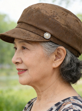 中老年女八角防风防晒鸭舌帽