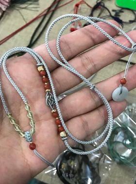 高货手工吊坠绳黄金翡翠平安扣水晶蜜蜡佛牌编织项链绳挂件绳男女
