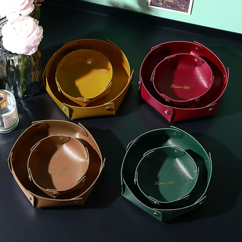 Кожаный ящик для хранения, настольный журнальный столик для гостиной, ключ от входа, корзина для хранения с дистанционным управлением, свет, роскошные скандинавские украшения