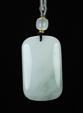 天然天山翠玉石吊坠金丝玉无事牌