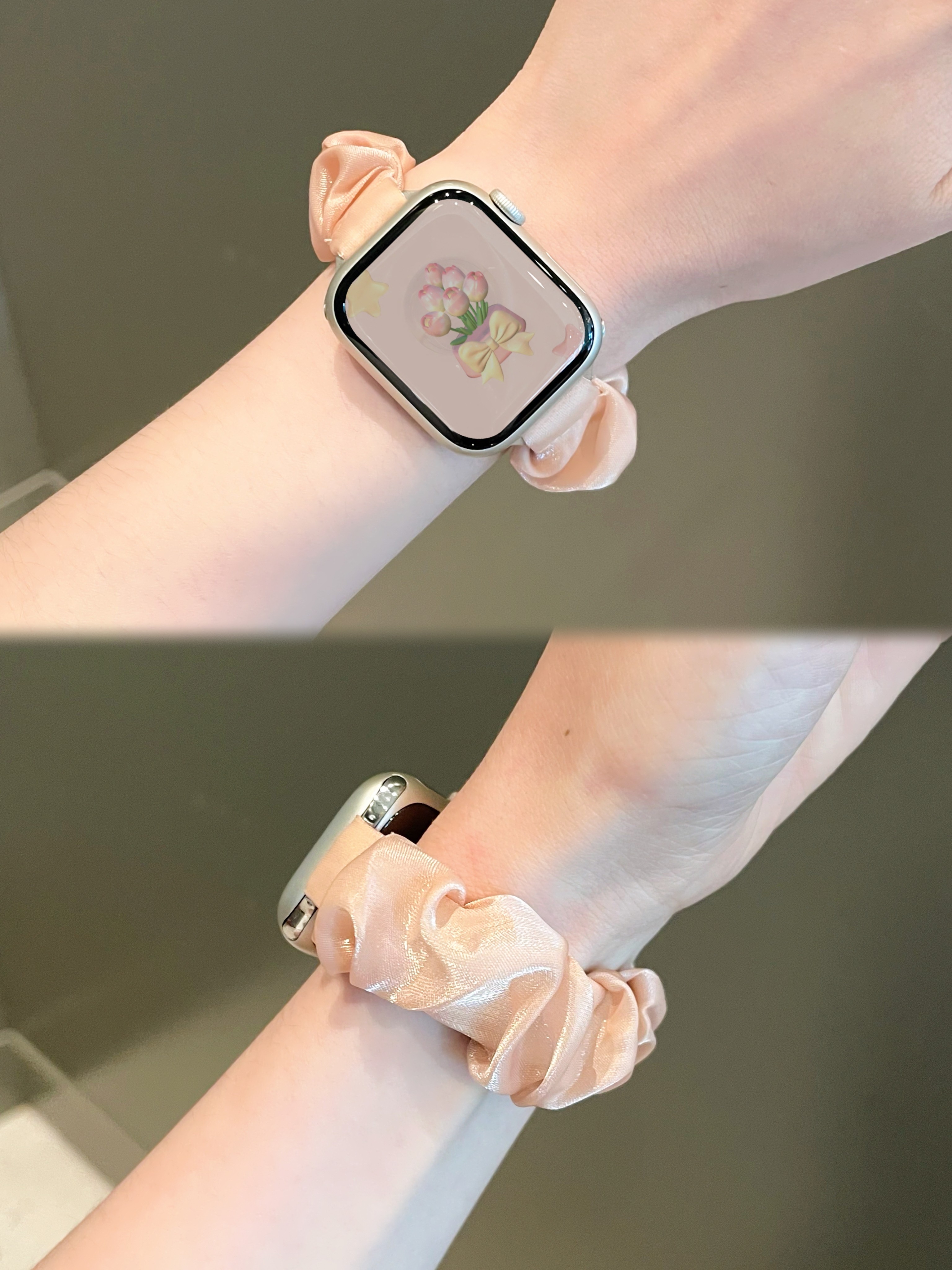 适用苹果iwatch9手表表带新款applewatch s9表带s876代se手表带女款夏天透气大肠发圈夏季创意高级感小众可爱