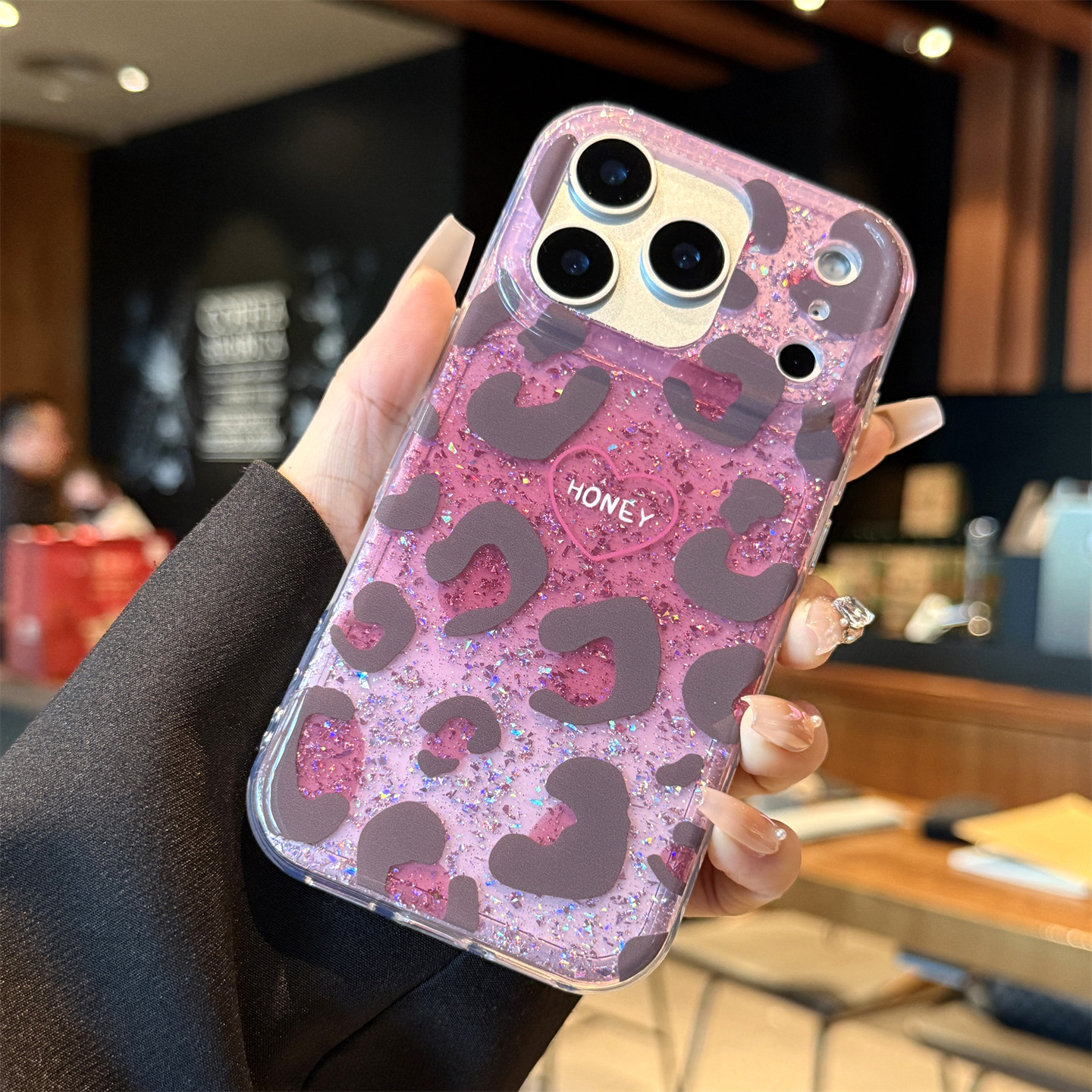 适用苹果17promax手机壳新款iphone17闪粉爱心豹纹17pro高级感16全包防摔ip透明15pro硅胶14小众pm女款ins风 - 图2