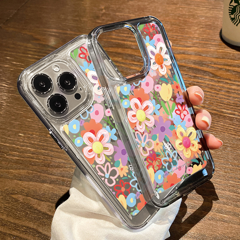 ins油画花朵适用苹果15promax手机壳iphone15pro新款13高级感14透明14promax硅胶12全包防摔11的小众plus女款 - 图0