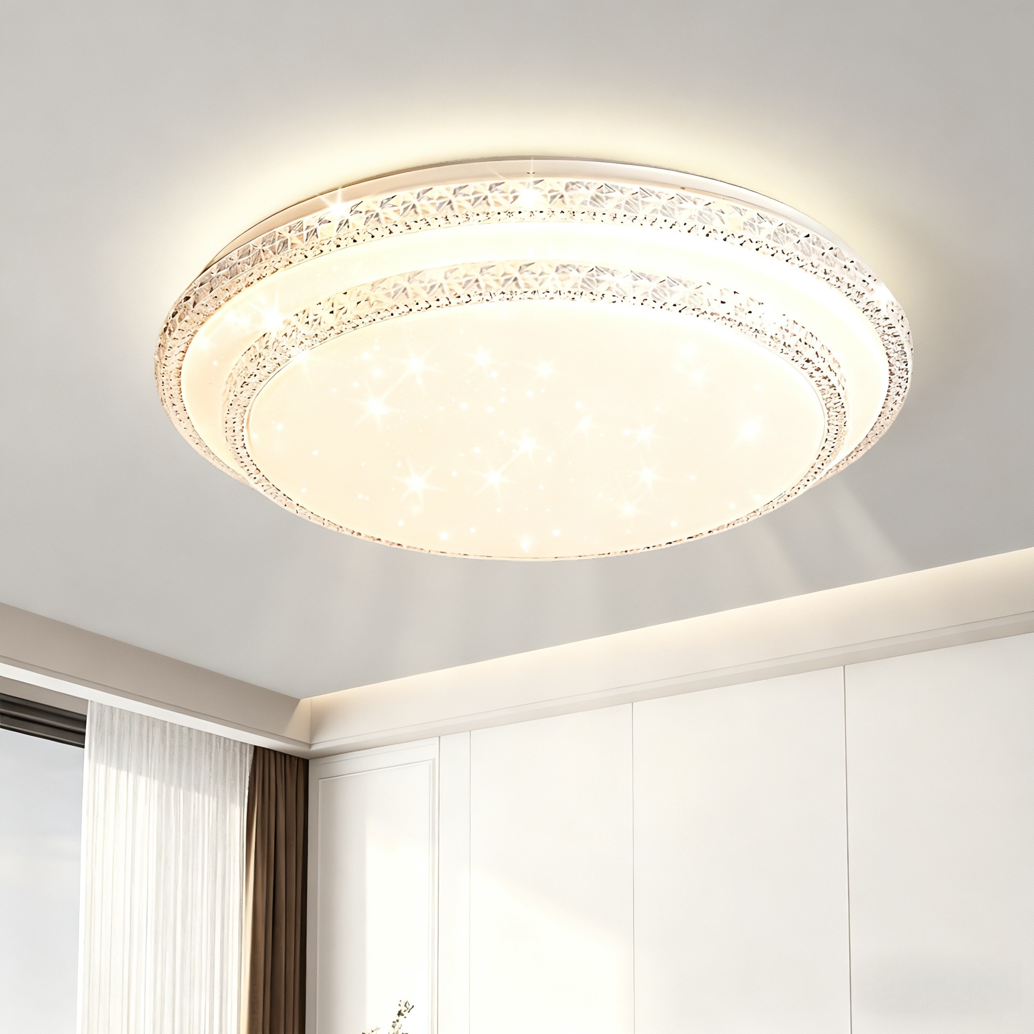 支持小爱同学智能天猫精灵水晶客厅灯简约现代LED卧室阳台吸顶灯,淘宝优惠券,粉丝福利购,淘宝优惠卷