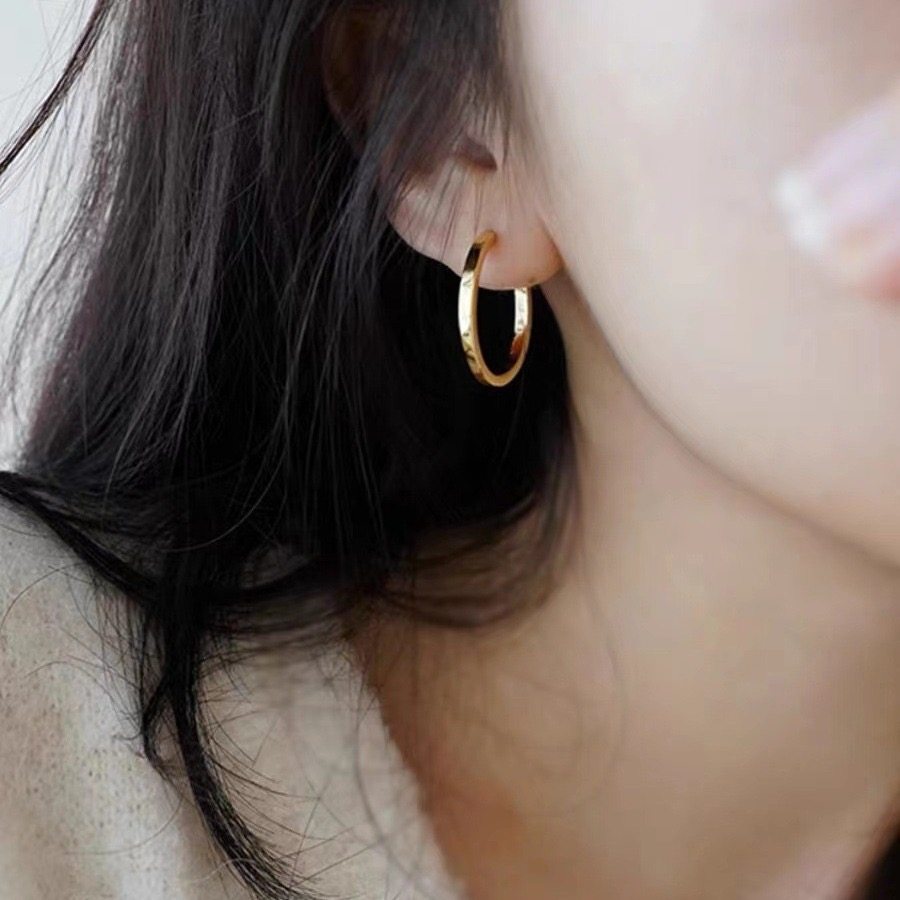 925银针法式圈圈耳环2026年新款潮耳钉小众设计素圈耳圈耳扣女饰,淘宝优惠券,粉丝福利购,淘宝优惠卷