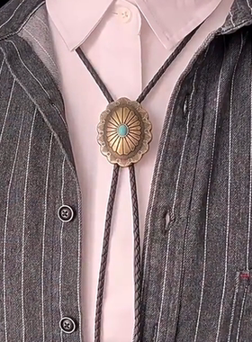 合金皮绳男女复古精工领带项链长