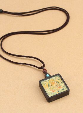 黑檀木棉麻绳子男女古风项链长款