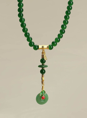 新中式平安扣玻璃毛衣链女