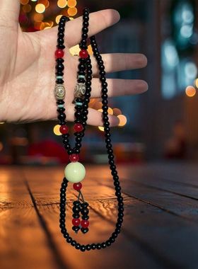 夜光珠毛衣链玛瑙圆珠男女