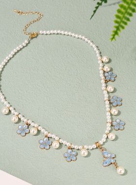 合金琉璃圆珠女新中式国风锁骨链