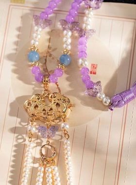 合金玻璃圆珠女中式复古璎珞项链