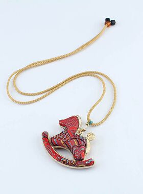 布棉麻绳女新中式仿宋锦葫芦项链