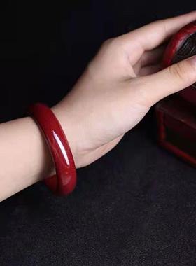 本命年转运朱砂红色手镯护身保平安宽条叮当镯开运护身手饰闺蜜镯