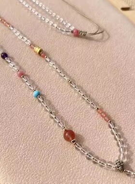 S925银间隔糖果彩色珠珠项链