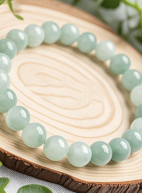 天然翡翠A货经典圆珠糯种油青青绿墨绿翡翠男女款玉石手串