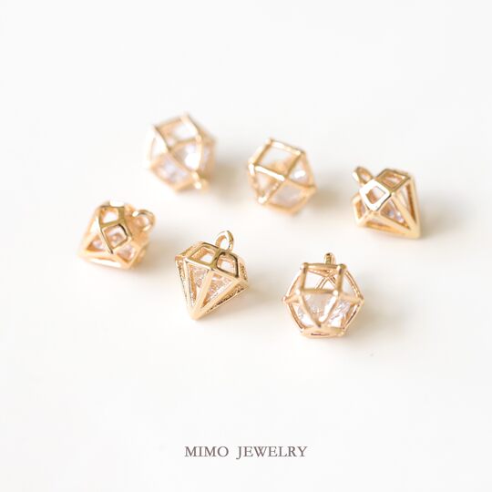 Mimo accessories color-preserving copper-plated real gold hollow zircon diamond-shaped multi-faceted hydrangea pendant diy handmade accessories