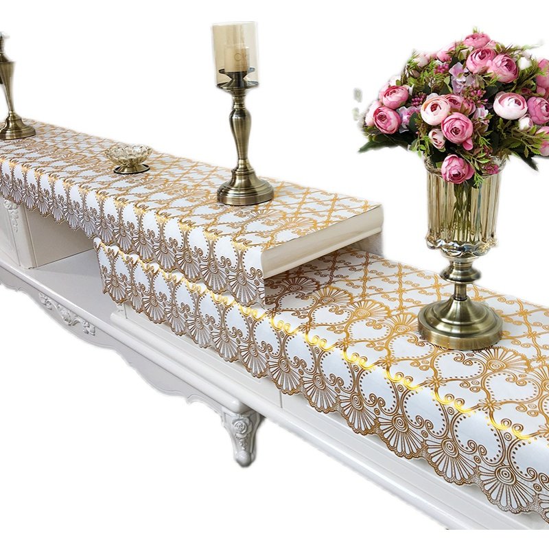 金色防水电视柜桌布鞋柜盖布长方形台布茶几客厅条几简约装饰欧式,淘宝优惠券,粉丝福利购,淘宝优惠卷